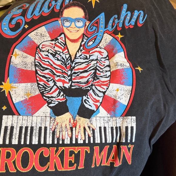 HST Global Ltd Tops - Vintage Concert Tee shirt Elton John. Original SILVER STUDS PTP 25”. 2-sided